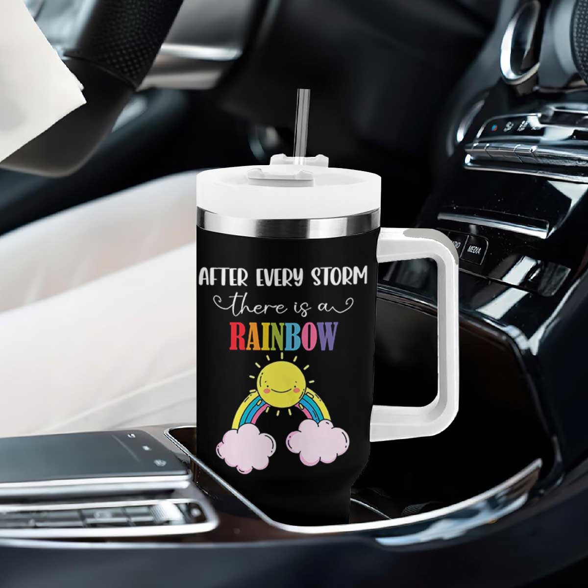After Every Storm There Is A Rainbow Tumbler With Handle Sentimental Pregnancy Announcement TS11 Print Your Wear