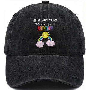 After Every Storm There Is A Rainbow Washed Cotton Baseball Cap Sentimental Pregnancy Announcement TS11 Print Your Wear