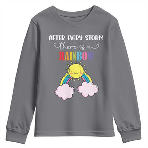 After Every Storm There Is A Rainbow Youth Sweatshirt Sentimental Pregnancy Announcement TS11 Charcoal Print Your Wear