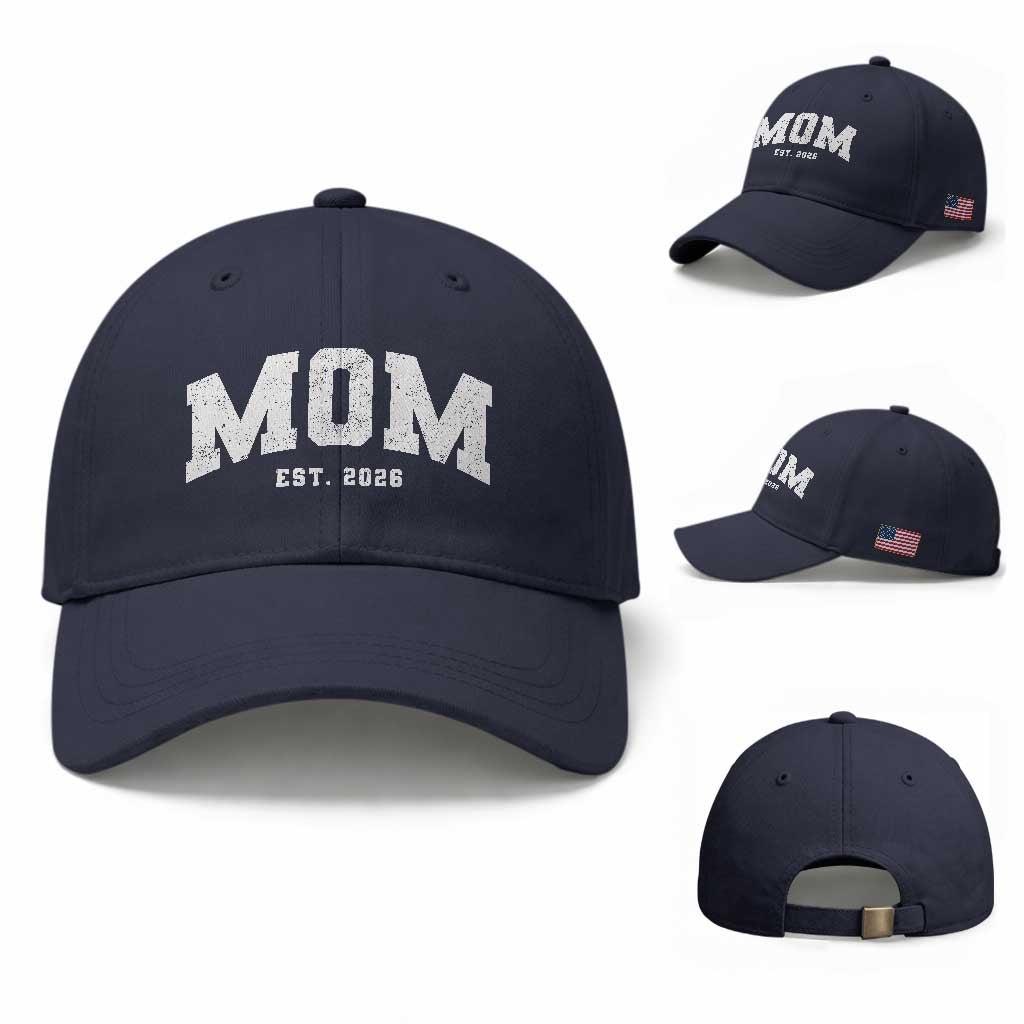 Mom Est 2026 Baseball Cap Promoted To Mommy Mother's Day TS11 Baseball Cap Universal Fit Navy Print Your Wear