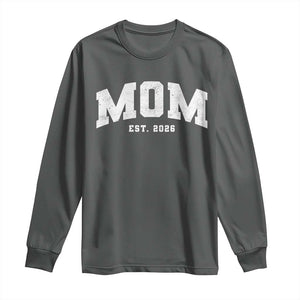 Mom Est 2026 Long Sleeve Shirt Promoted To Mommy Mother's Day TS11 Dark Heather Print Your Wear