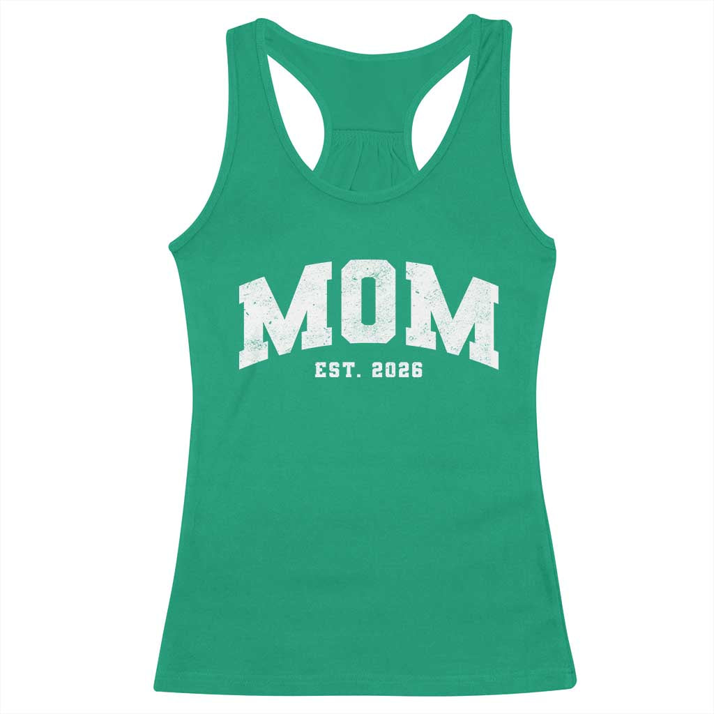 Mom Est 2026 Racerback Tank Top Promoted To Mommy Mother's Day TS11 Irish Green Print Your Wear