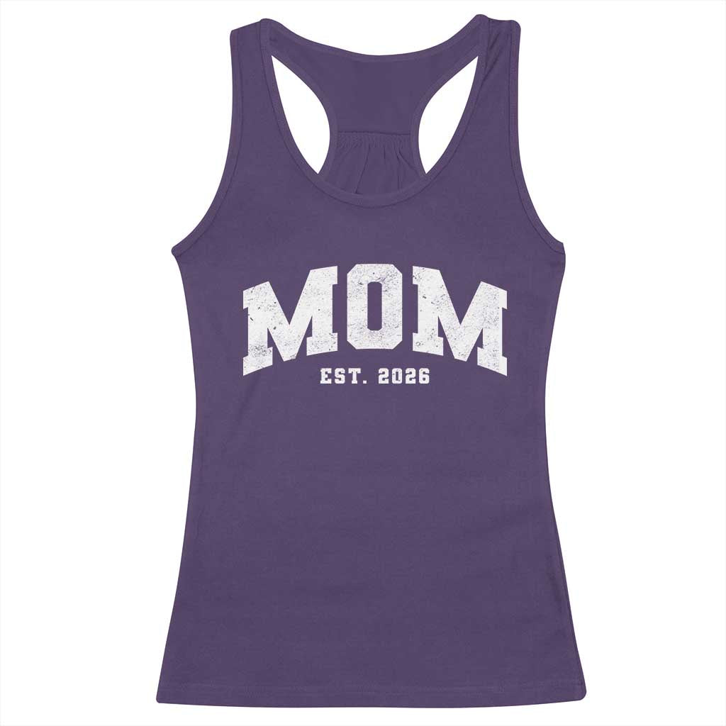 Mom Est 2026 Racerback Tank Top Promoted To Mommy Mother's Day TS11 Purple Print Your Wear