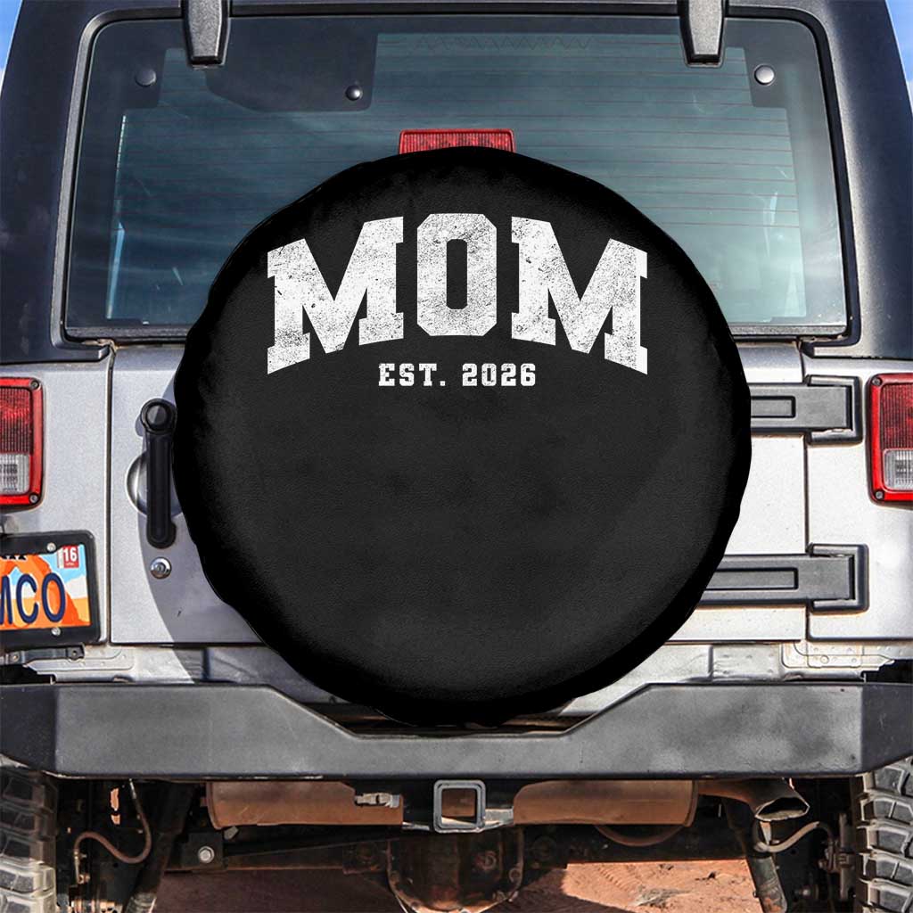 Mom Est 2026 Spare Tire Cover Promoted To Mommy Mother's Day TS11 No hole Black Print Your Wear