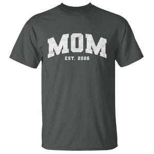 Mom Est 2026 T Shirt Promoted To Mommy Mother's Day TS11 Dark Heather Print Your Wear