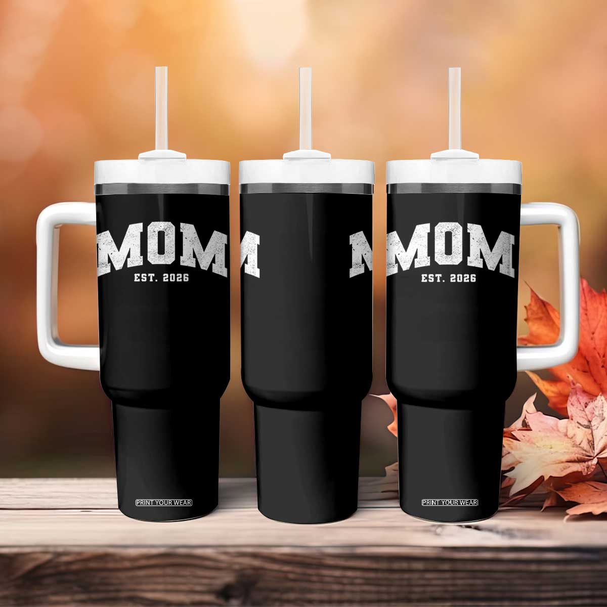 Mom Est 2026 Tumbler With Handle Promoted To Mommy Mother's Day TS11 Print Your Wear