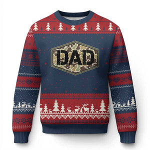 Dad Retro Old Camo Hunting Daddy Fathers Day Ugly Christmas Sweater Dad Retro Old Camo Hunting Daddy Fathers Day TS11 Navy Red Print Your Wear