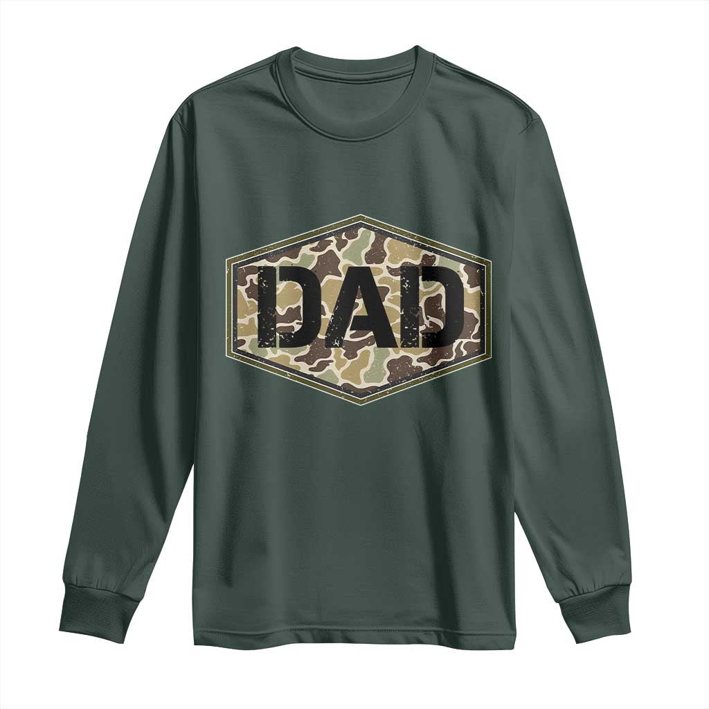 Dad Retro Old Camo Hunting Daddy Fathers Day Long Sleeve Shirt Dad Retro Old Camo Hunting Daddy Fathers Day TS11 Dark Forest Green Print Your Wear