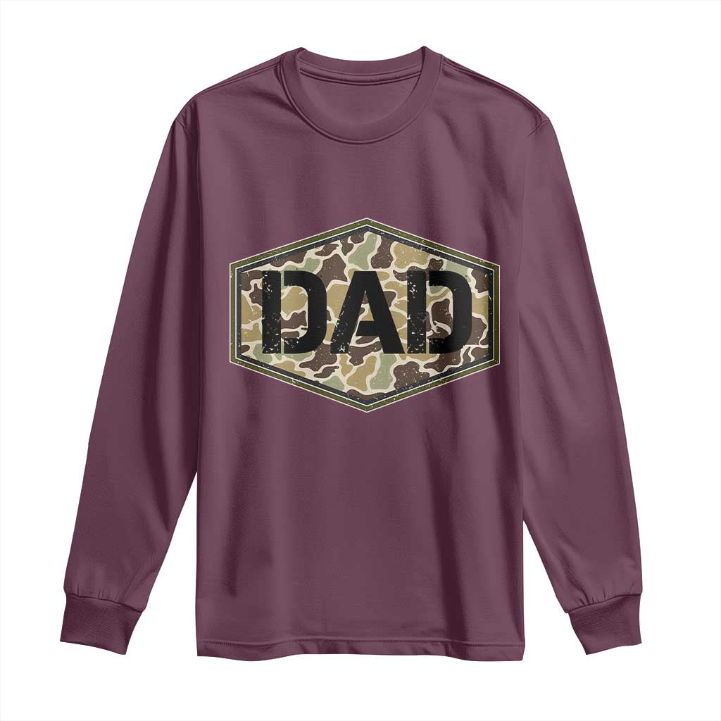 Dad Retro Old Camo Hunting Daddy Fathers Day Long Sleeve Shirt Dad Retro Old Camo Hunting Daddy Fathers Day TS11 Maroon Print Your Wear