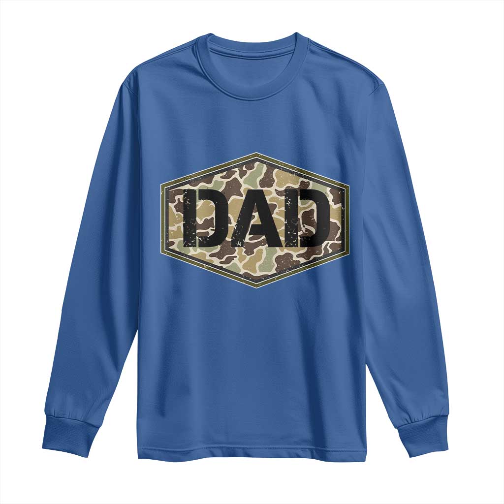 Dad Retro Old Camo Hunting Daddy Fathers Day Long Sleeve Shirt Dad Retro Old Camo Hunting Daddy Fathers Day TS11 Royal Blue Print Your Wear