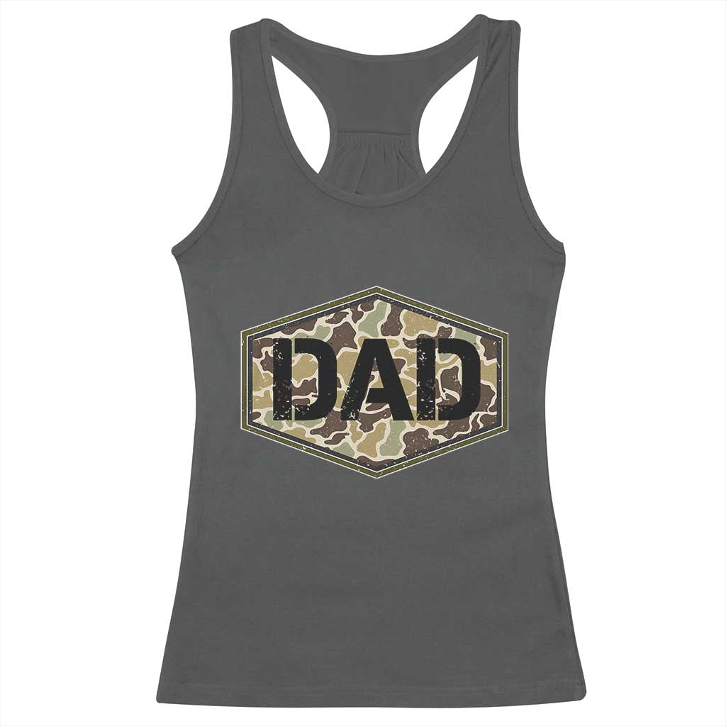 Dad Retro Old Camo Hunting Daddy Fathers Day Racerback Tank Top Dad Retro Old Camo Hunting Daddy Fathers Day TS11 Dark Heather Print Your Wear