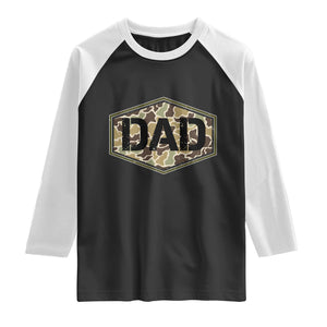 Dad Retro Old Camo Hunting Daddy Fathers Day Raglan Shirt Dad Retro Old Camo Hunting Daddy Fathers Day TS11 Black White Print Your Wear