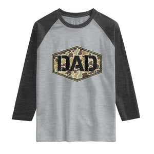 Dad Retro Old Camo Hunting Daddy Fathers Day Raglan Shirt Dad Retro Old Camo Hunting Daddy Fathers Day TS11 Heather Gray Heather Charcoal Print Your Wear