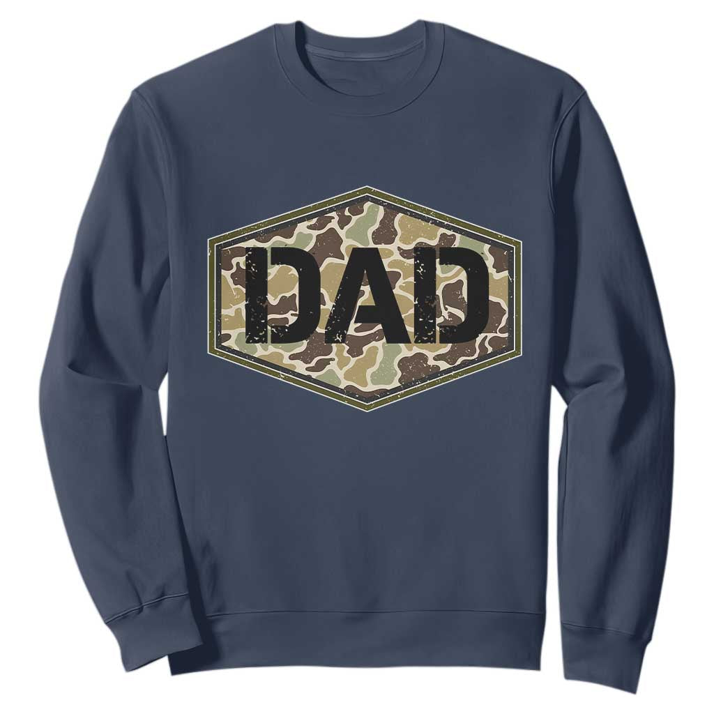 Dad Retro Old Camo Hunting Daddy Fathers Day Sweatshirt Dad Retro Old Camo Hunting Daddy Fathers Day TS11 Navy Print Your Wear