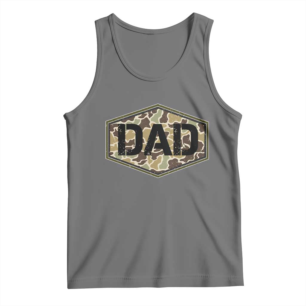 Dad Retro Old Camo Hunting Daddy Fathers Day Tank Top Dad Retro Old Camo Hunting Daddy Fathers Day TS11 Black Heather Print Your Wear