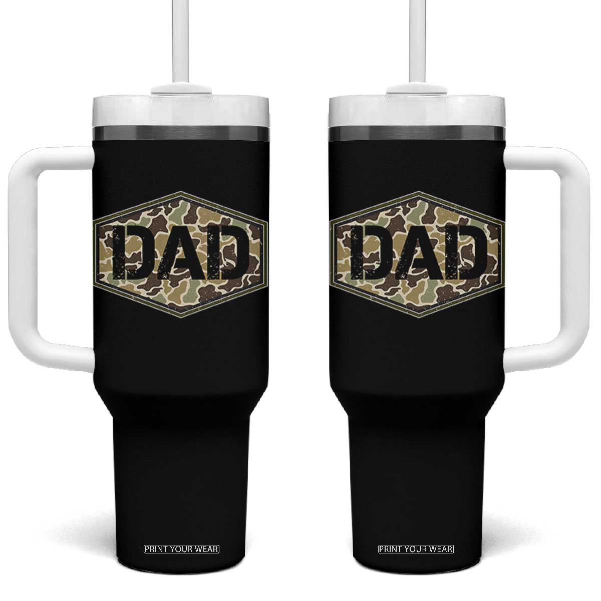 Dad Retro Old Camo Hunting Daddy Fathers Day Tumbler With Handle Dad Retro Old Camo Hunting Daddy Fathers Day TS11 One Size: 40 oz Black Print Your Wear