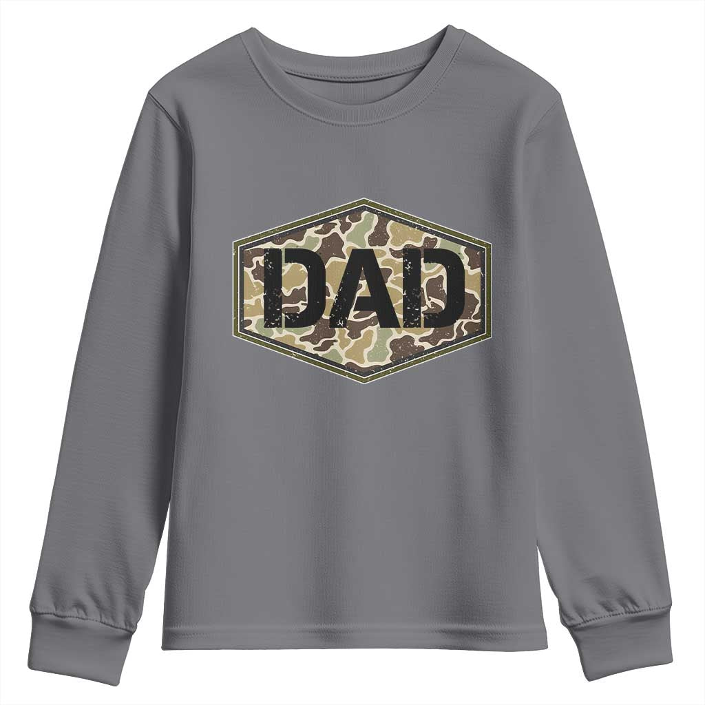 Dad Retro Old Camo Hunting Daddy Fathers Day Youth Sweatshirt Dad Retro Old Camo Hunting Daddy Fathers Day TS11 Charcoal Print Your Wear