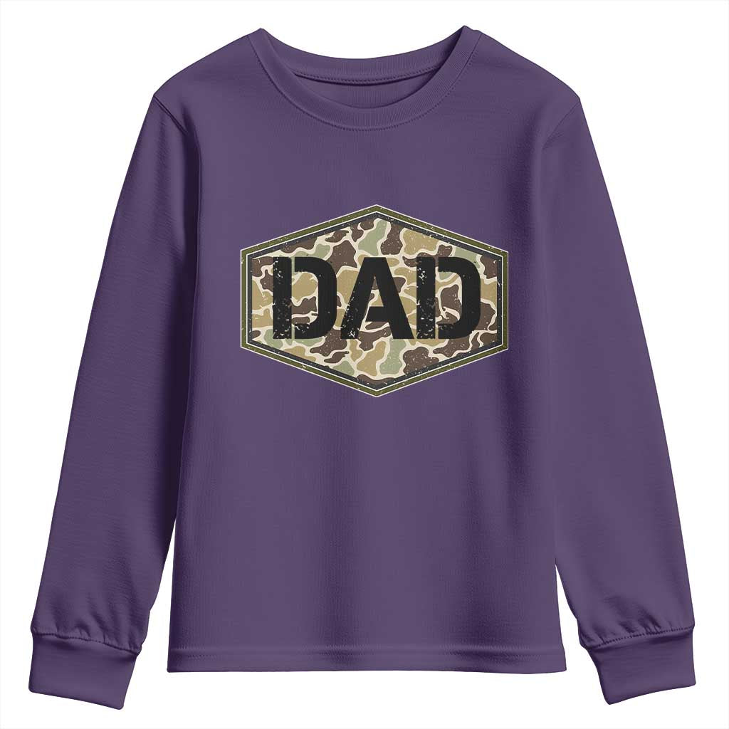 Dad Retro Old Camo Hunting Daddy Fathers Day Youth Sweatshirt Dad Retro Old Camo Hunting Daddy Fathers Day TS11 Purple Print Your Wear