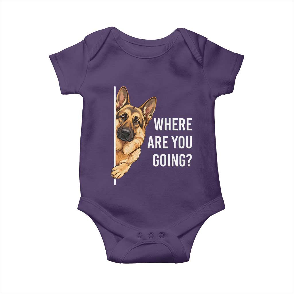 Where are You Going Funny German Shepherd Dog Baby Onesie TS11 Purple Print Your Wear