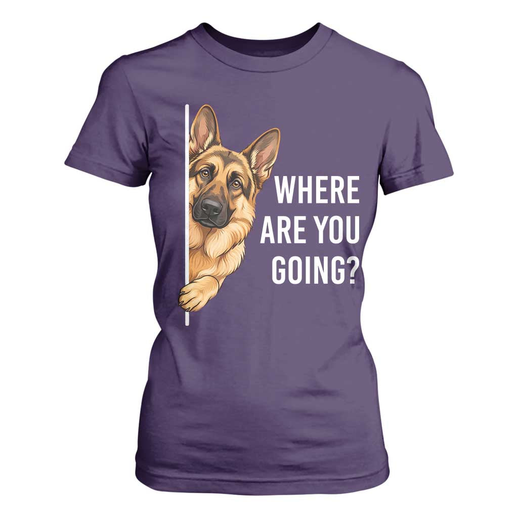 Where are You Going Funny German Shepherd Dog T Shirt For Women TS11 Purple Print Your Wear