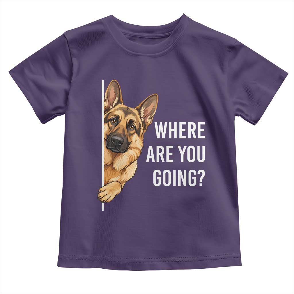 Where are You Going Funny German Shepherd Dog Toddler T Shirt TS11 Purple Print Your Wear