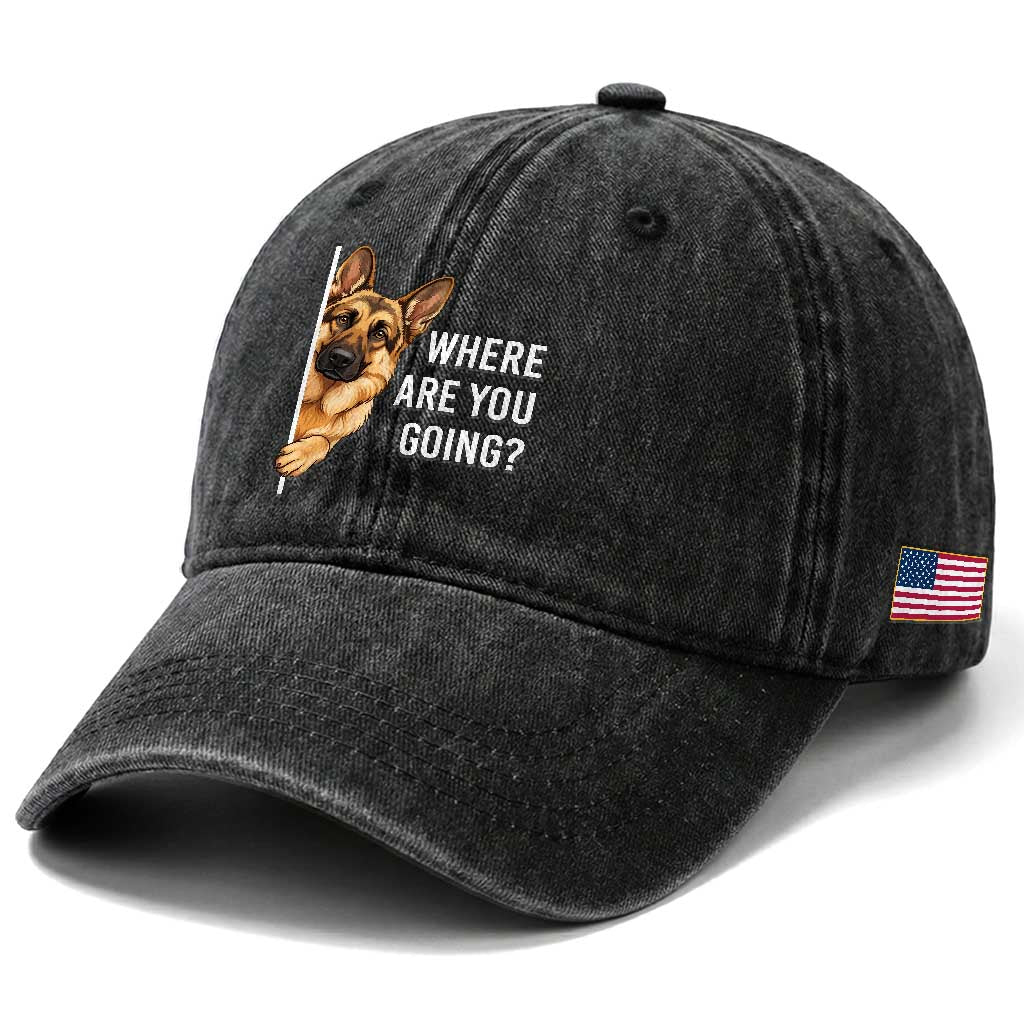 Where are You Going Funny German Shepherd Dog Washed Cotton Baseball Cap TS11 Print Your Wear