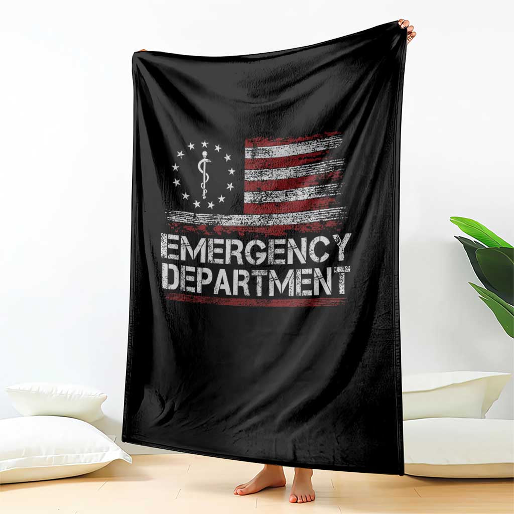 ER Nurse Emegency Department Throw Blanket Vintage American Flag Healthcare Nursing TS11 Print Your Wear
