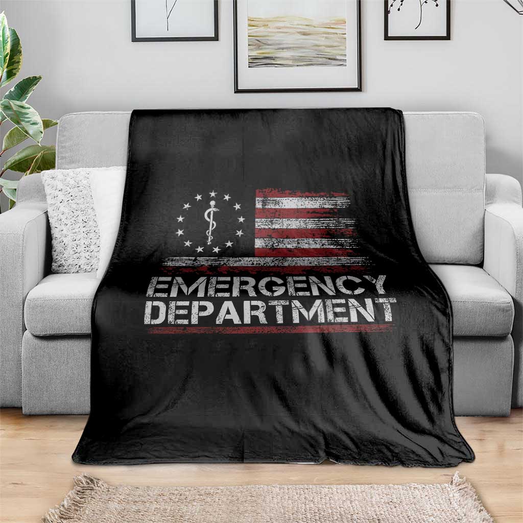 ER Nurse Emegency Department Throw Blanket Vintage American Flag Healthcare Nursing TS11 Print Your Wear