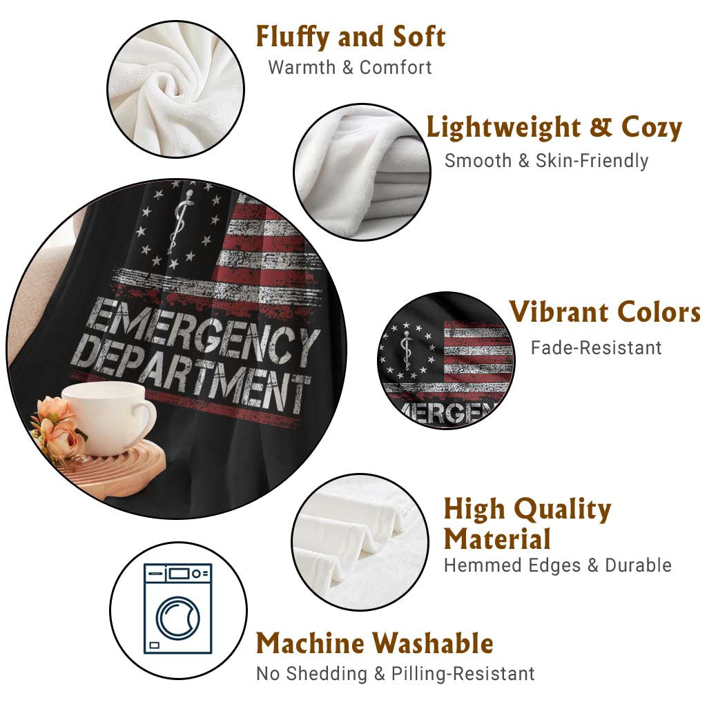 ER Nurse Emegency Department Throw Blanket Vintage American Flag Healthcare Nursing TS11 Print Your Wear