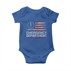 ER Nurse Emegency Department Baby Onesie Vintage American Flag Healthcare Nursing TS11 Royal Blue Print Your Wear