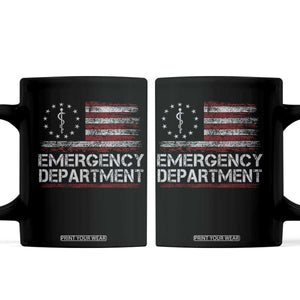ER Nurse Emegency Department Coffee Mug Vintage American Flag Healthcare Nursing TS11 Black Print Your Wear