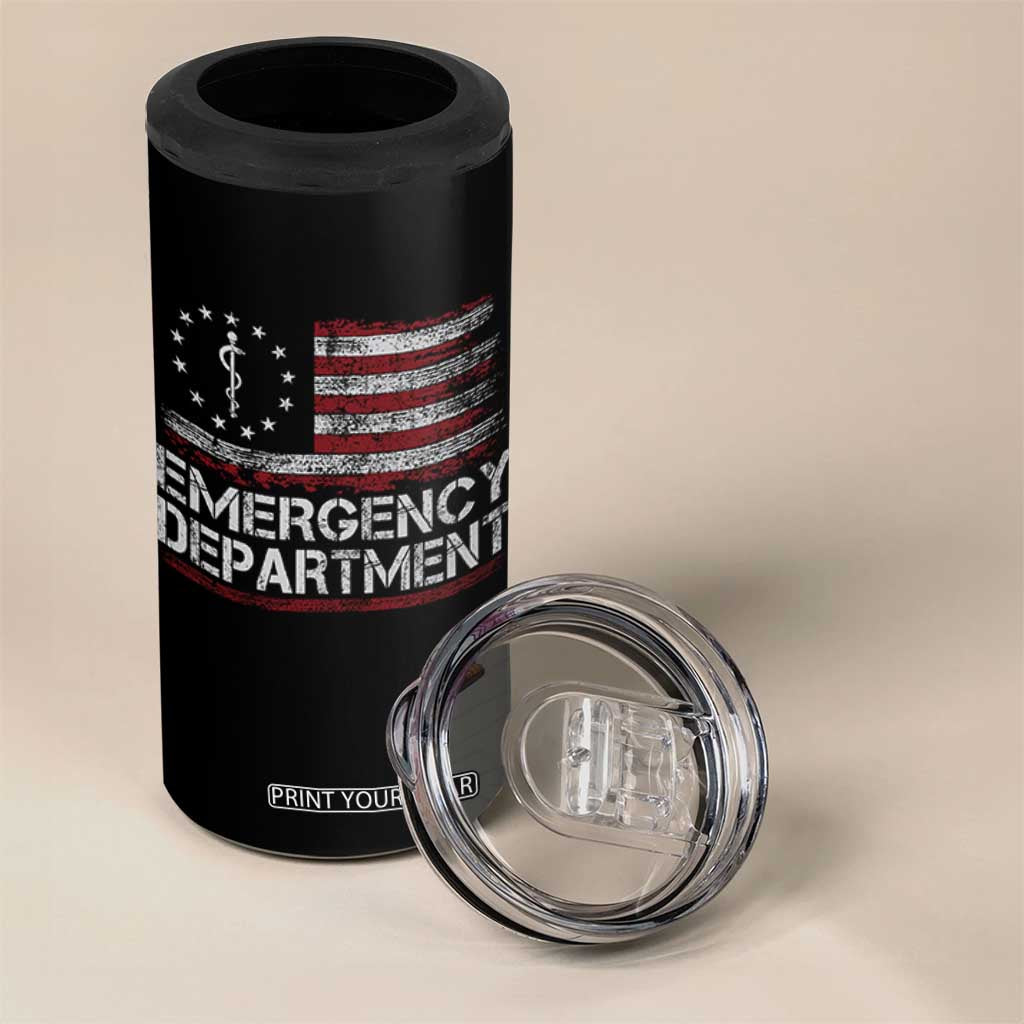 ER Nurse Emegency Department 4 in 1 Can Cooler Tumbler Vintage American Flag Healthcare Nursing TS11 Print Your Wear