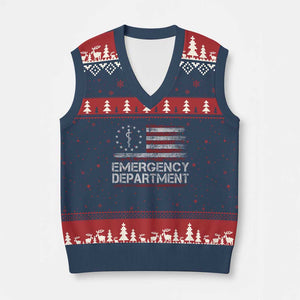 ER Nurse Emegency Department V-Neck Knit Sweater Vest Vintage American Flag Healthcare Nursing TS11 Navy Red Print Your Wear