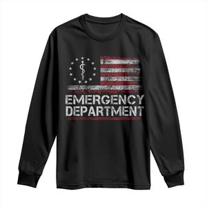 ER Nurse Emegency Department Long Sleeve Shirt Vintage American Flag Healthcare Nursing TS11 Black Print Your Wear