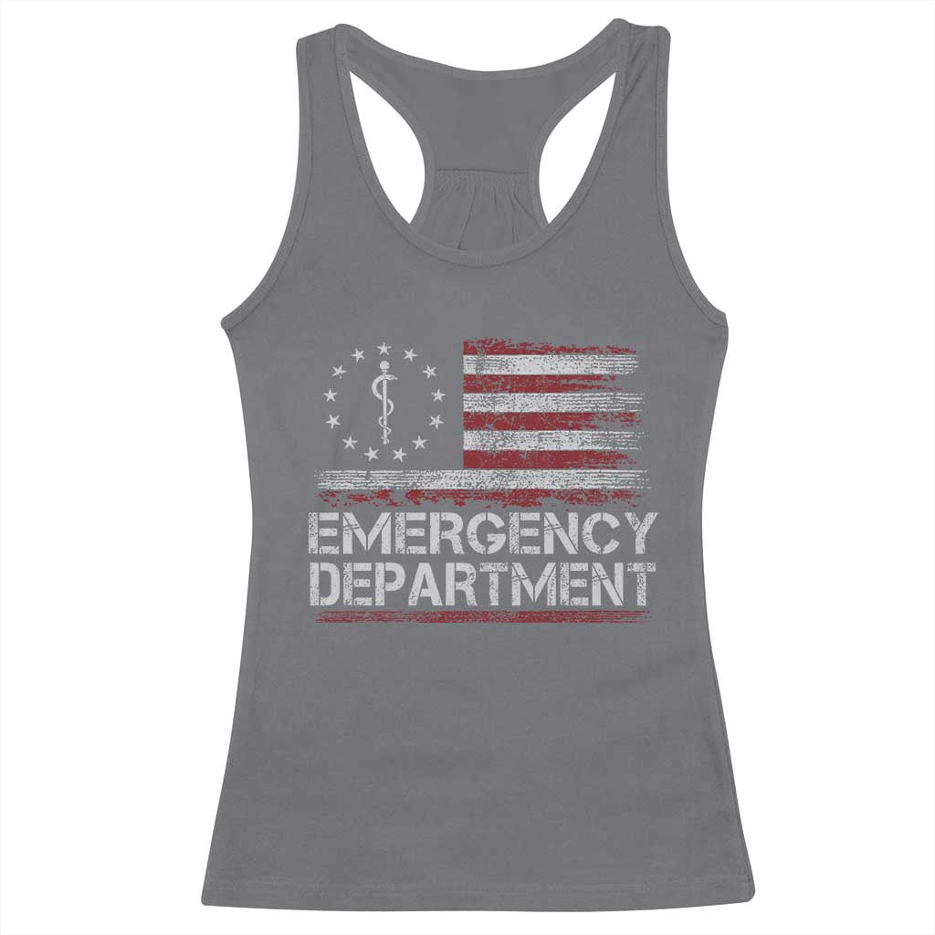ER Nurse Emegency Department Racerback Tank Top Vintage American Flag Healthcare Nursing TS11 Charcoal Print Your Wear
