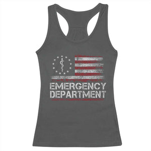 ER Nurse Emegency Department Racerback Tank Top Vintage American Flag Healthcare Nursing TS11 Dark Heather Print Your Wear