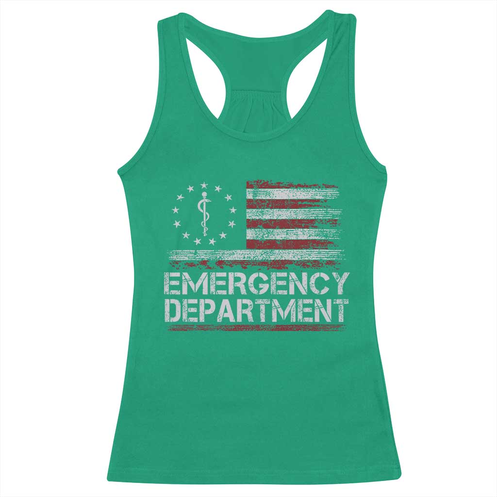 ER Nurse Emegency Department Racerback Tank Top Vintage American Flag Healthcare Nursing TS11 Irish Green Print Your Wear