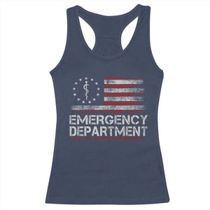 ER Nurse Emegency Department Racerback Tank Top Vintage American Flag Healthcare Nursing TS11 Navy Print Your Wear