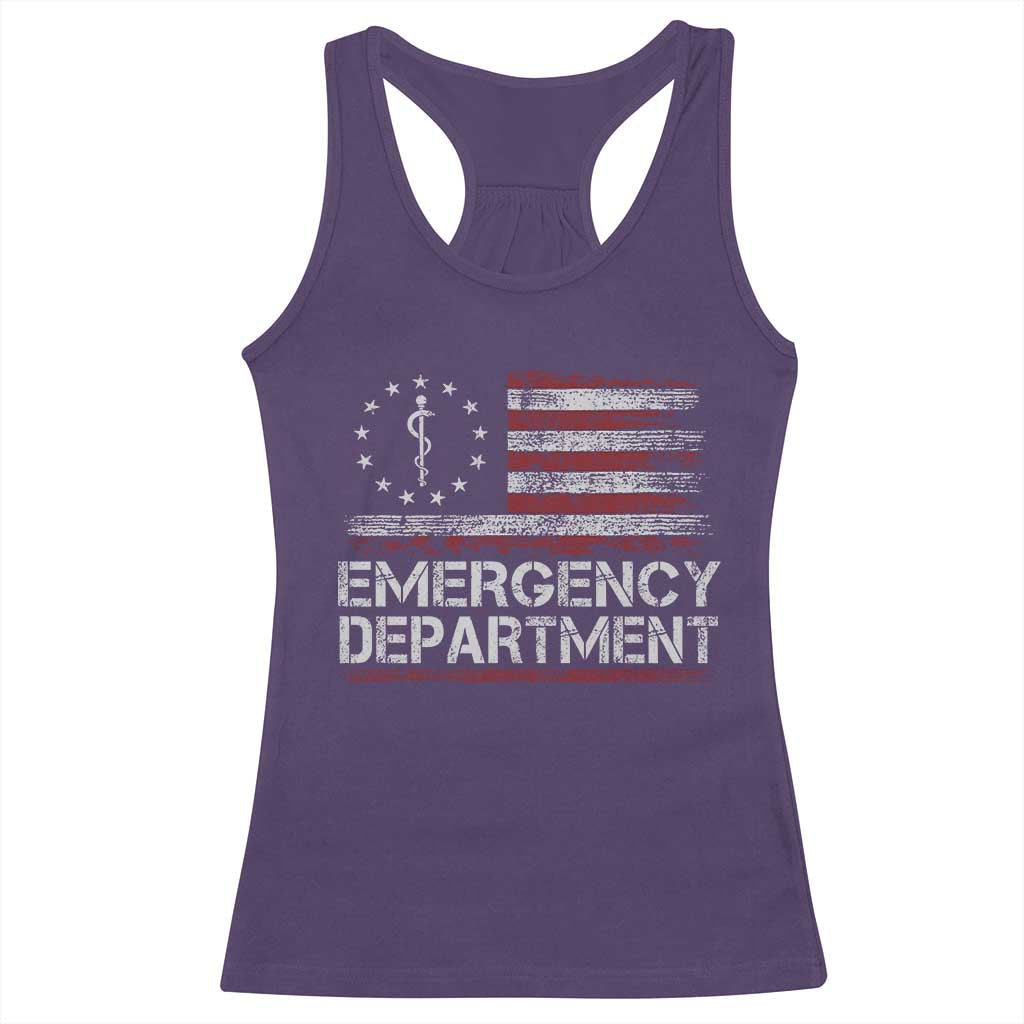 ER Nurse Emegency Department Racerback Tank Top Vintage American Flag Healthcare Nursing TS11 Purple Print Your Wear