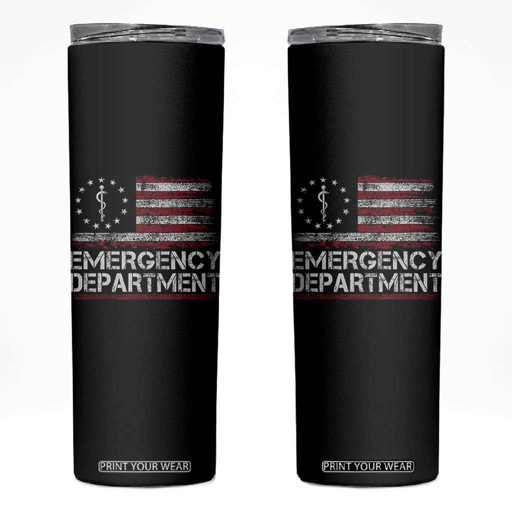 ER Nurse Emegency Department Skinny Tumbler Vintage American Flag Healthcare Nursing TS11 Black Print Your Wear