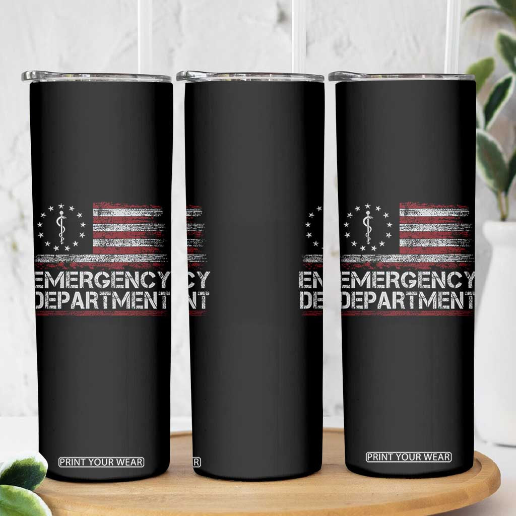 ER Nurse Emegency Department Skinny Tumbler Vintage American Flag Healthcare Nursing TS11 Print Your Wear