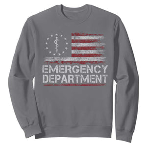 ER Nurse Emegency Department Sweatshirt Vintage American Flag Healthcare Nursing TS11 Charcoal Print Your Wear