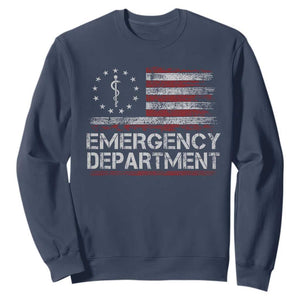 ER Nurse Emegency Department Sweatshirt Vintage American Flag Healthcare Nursing TS11 Navy Print Your Wear