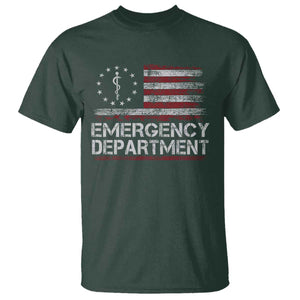 ER Nurse Emegency Department T Shirt Vintage American Flag Healthcare Nursing TS11 Dark Forest Green Print Your Wear