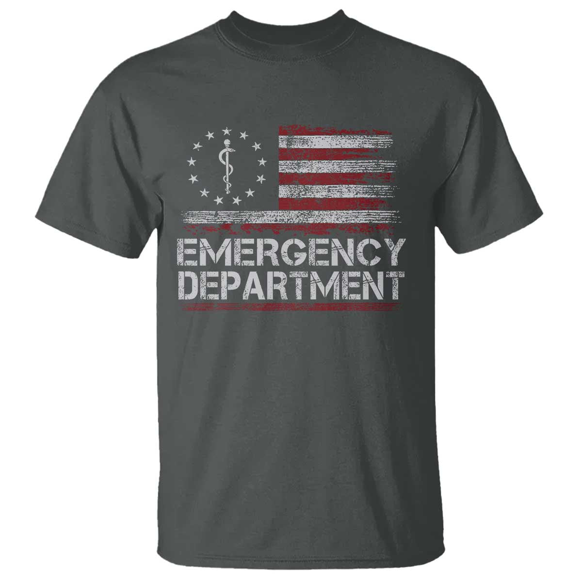 ER Nurse Emegency Department T Shirt Vintage American Flag Healthcare Nursing TS11 Dark Heather Print Your Wear