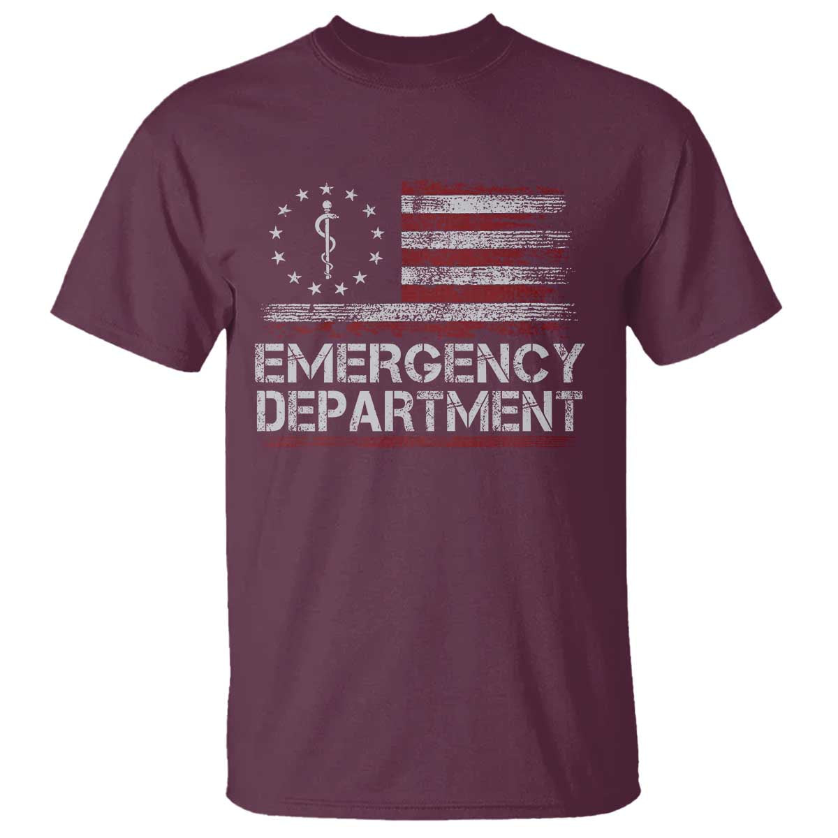 ER Nurse Emegency Department T Shirt Vintage American Flag Healthcare Nursing TS11 Maroon Print Your Wear