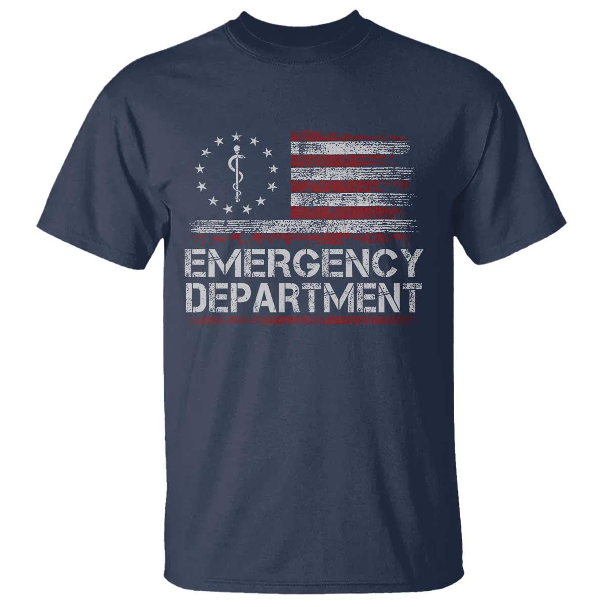 ER Nurse Emegency Department T Shirt Vintage American Flag Healthcare Nursing TS11 Navy Print Your Wear