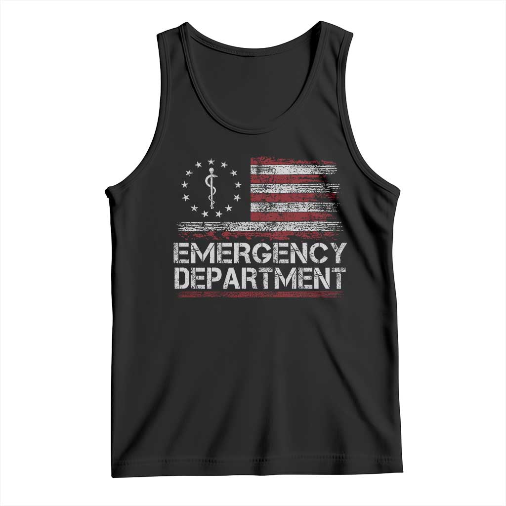 ER Nurse Emegency Department Tank Top Vintage American Flag Healthcare Nursing TS11 Black Print Your Wear