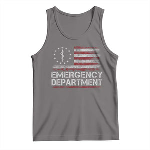ER Nurse Emegency Department Tank Top Vintage American Flag Healthcare Nursing TS11 Deep Heather Print Your Wear