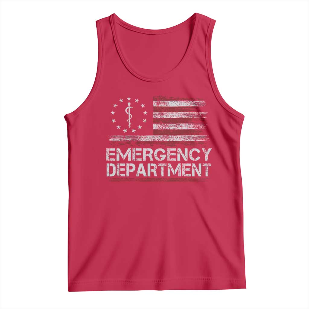 ER Nurse Emegency Department Tank Top Vintage American Flag Healthcare Nursing TS11 Red Print Your Wear